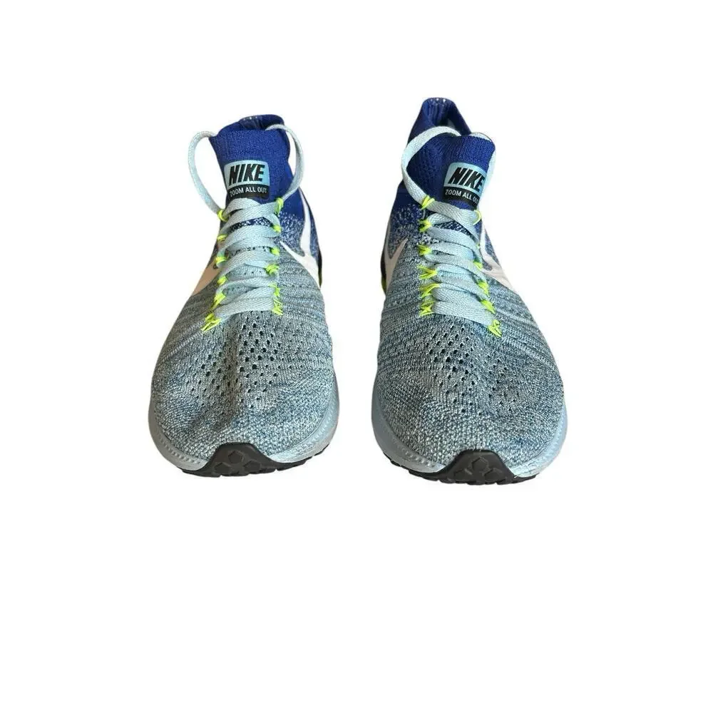 Nike Zoom All Out Flyknit Sneakers Shoes Blue Green 845361-400 Women's Size 8